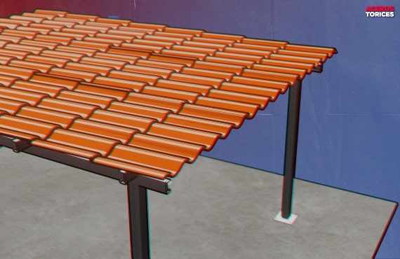 instalacion de la lamina como cubierta Instalación de la lámina como cubierta en la estructura para techo terminada