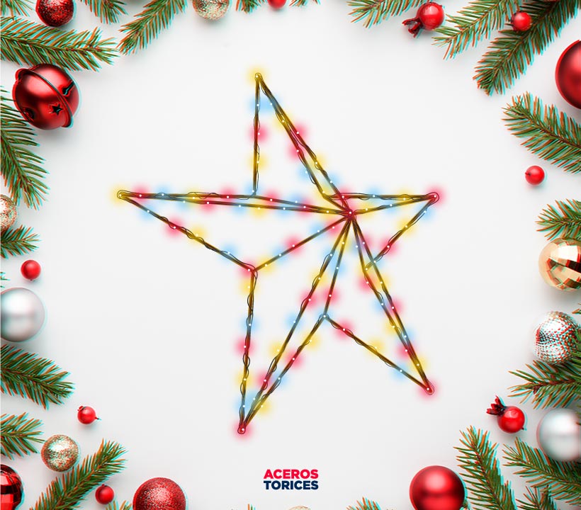 estrella navidena hecha con alambron Figura navideña de una estrella hecha con alambrón