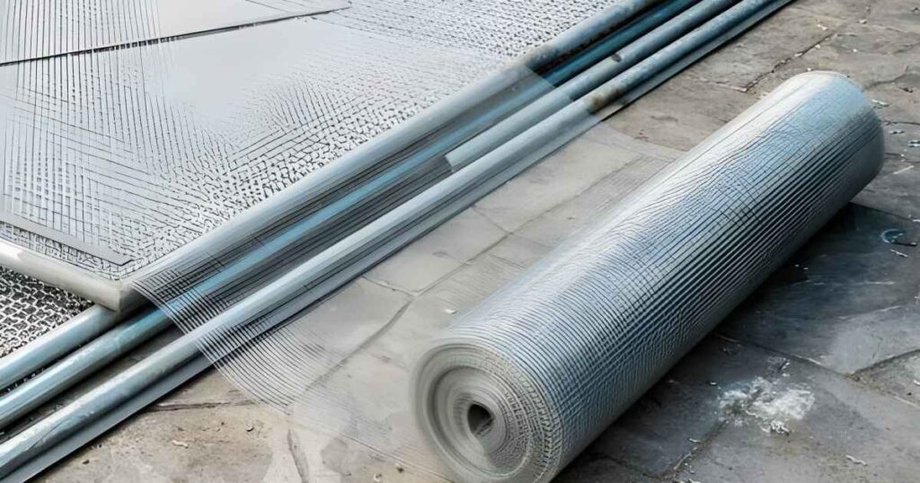 rollo y paneles de una malla tejida de acero Rollo y paneles de malla tejida de acero