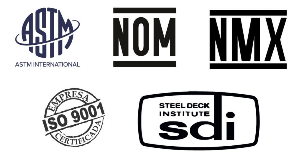 normas para laminas Logotipos de normas aplicables a láminas para techos